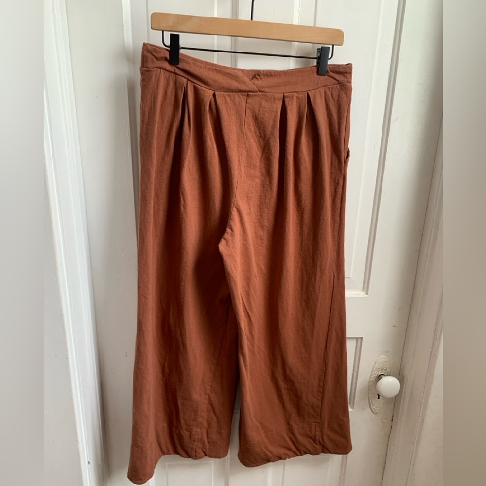 Free People Beach Wide Leg Crop Pants Large Cinnamon Brown - Picture 2 of 5